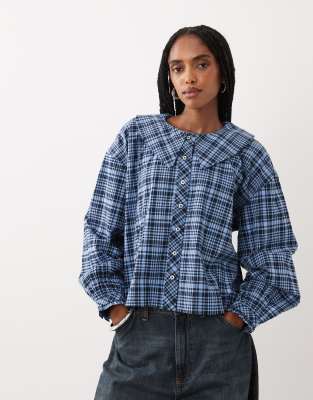 Jdy Collar Detail Shirt In Navy