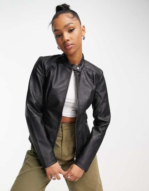 Gray on sale leather jacket