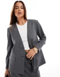 [JDY] JDY collarless pinstripe blazer in grey (part of a set) L Dark grey melange