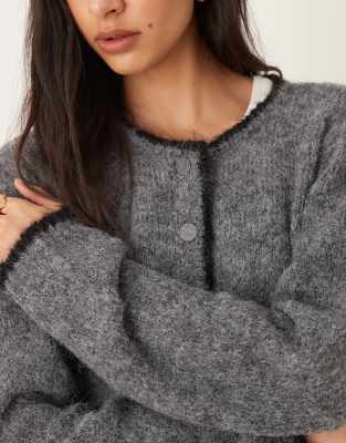 Jdy Contrast Hem Detail Sweater In Gray