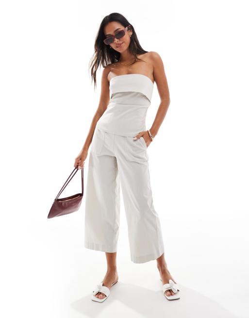 JDY - Coordinato color pietra con top sartoriale con risvolto e pantaloni corti