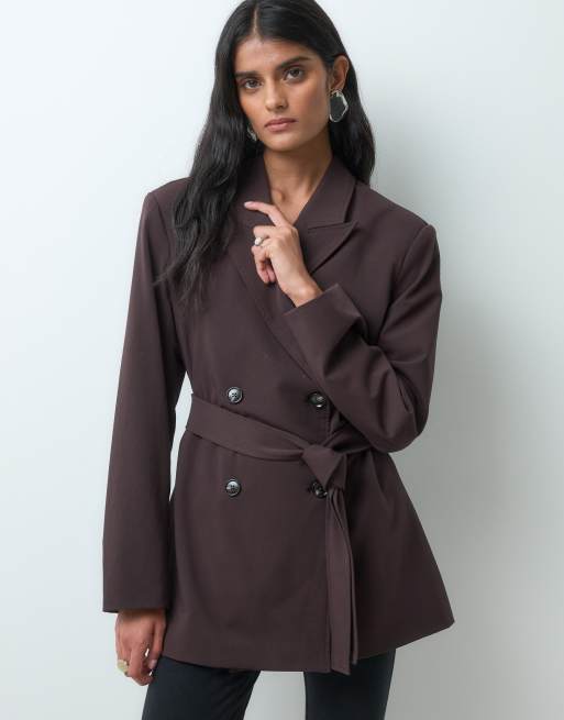 JDY coordinato con blazer sartoriale incrociato marrone, 2 di 5