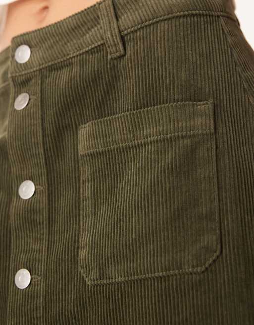 JDY cord button through mini skirt in khaki, 5 of 5