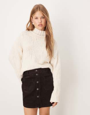 Jdy Corduroy Button Up Mini Skirt In Black