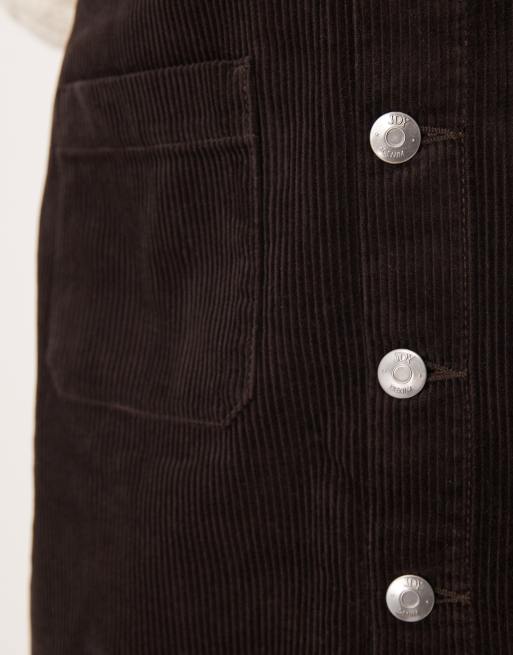 JDY corduroy button up mini skirt in chocolate brown, 5 of 5