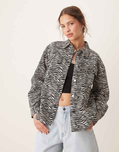 JDY cotton twill shacket in zebra print - view 1