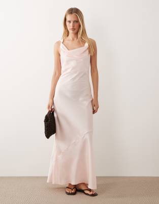 Jdy Cowl Neck Satin Maxi Dress In Pink