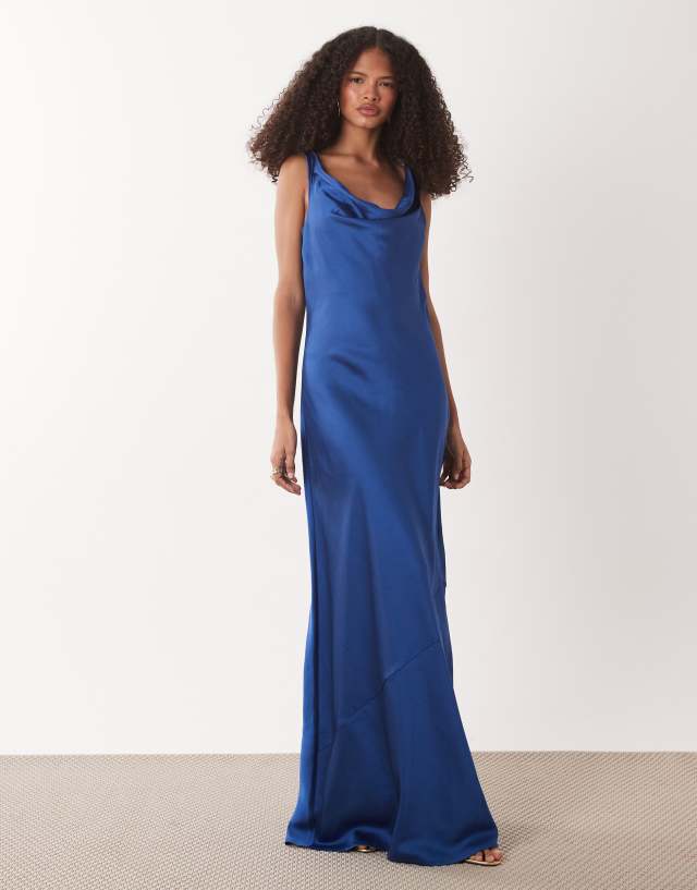 cowl neck navy blue dress JDY satin maxi in Modest Navy Blue Chiffon size-2xl or black Size:20 Boys
