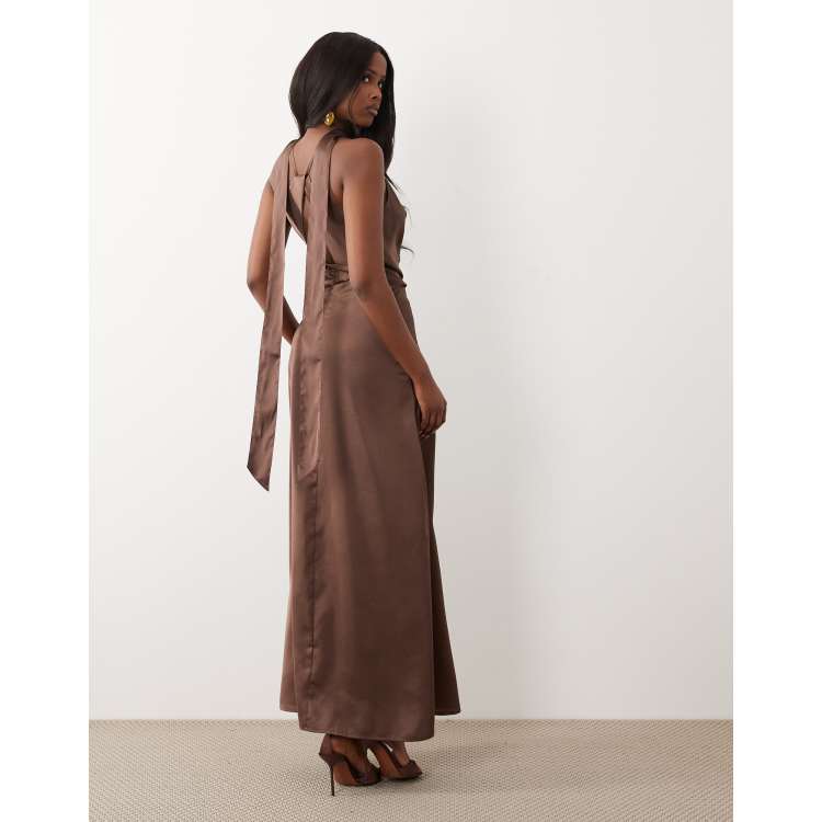 wild fable brown satin dress Wild Fable Women's Notch Slip Dress - Large - Brown Swirl