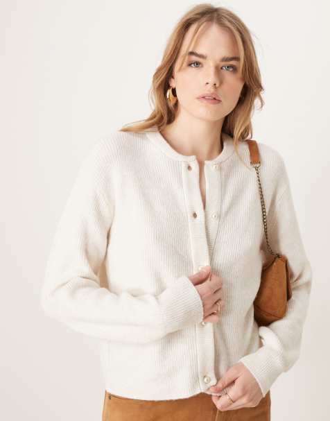 JDY - Cremehvid cardigan i let ribstrik - view 1
