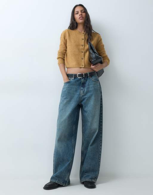 JDY crew neck cardigan in mid brown, 3 of 5