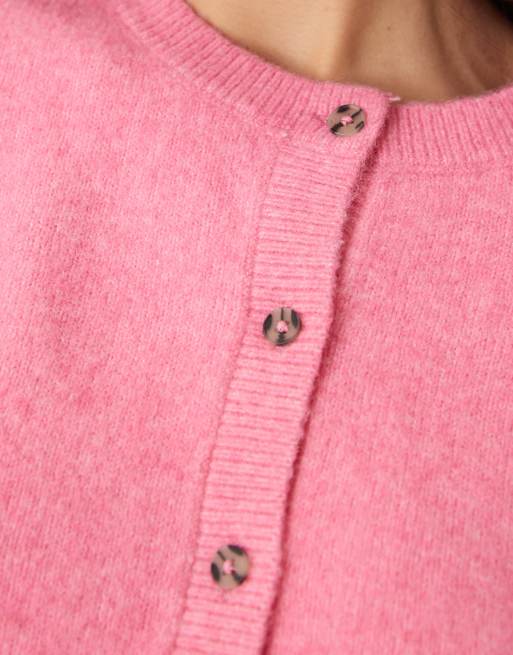 JDY crew neck cardigan with wool in bright pink, 3 of 4