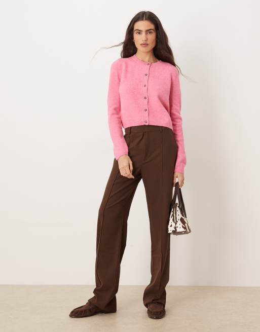 JDY crew neck cardigan with wool in bright pink, 4 of 4