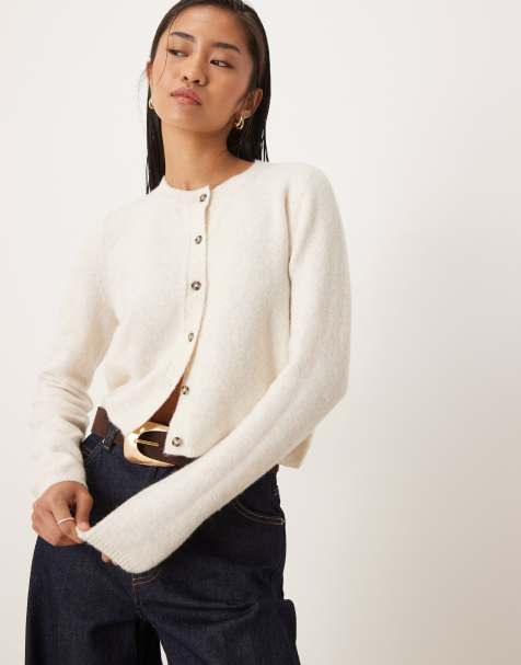 JDY crew neck cardigan with wool in cream - view 1