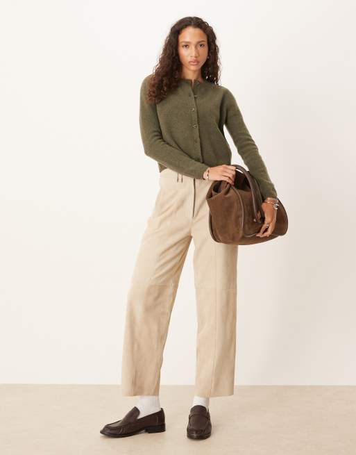 JDY crew neck cardigan with wool in khaki, 2 of 4