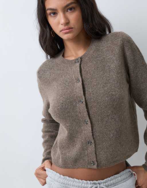 JDY crew neck cardigan with wool in light brown, 4 of 5