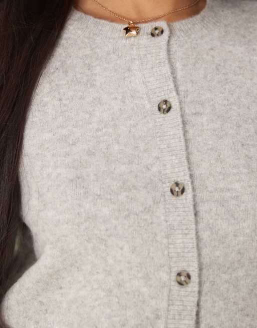 JDY crew neck cardigan with wool in light grey, 4 of 4