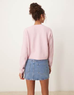Jdy Crew Neck Cardigan With Wool In Pink