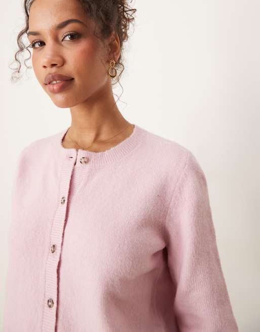 JDY crew neck cardigan with wool in pink