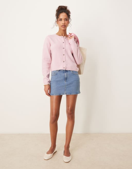 JDY crew neck cardigan with wool in pink