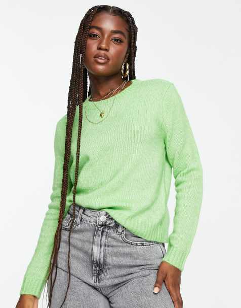 JDY crew neck jumper in green - view 1