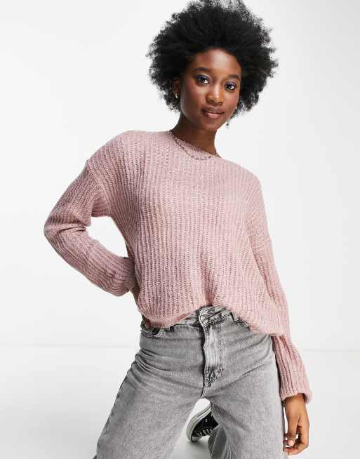 JDY crew neck knit sweater in pink | ASOS