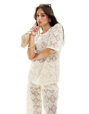 JDY crochet top in stone (part of a set)  