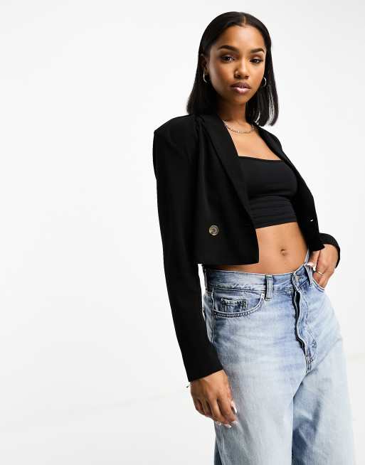 JDY cropped blazer in black