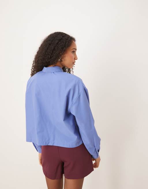 JDY - Cropped lyseblå T-shirt med rhinsten og firkantet pasform, 3 af 4