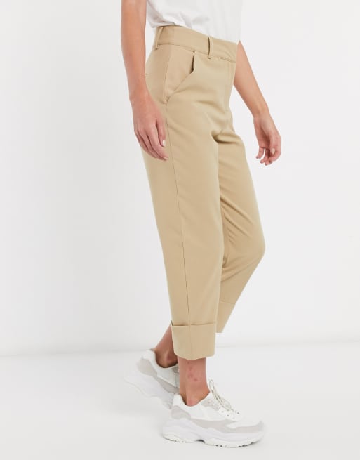 Tan cropped outlet trousers