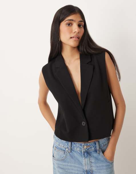 JDY cropped waistcoat in black - view 1