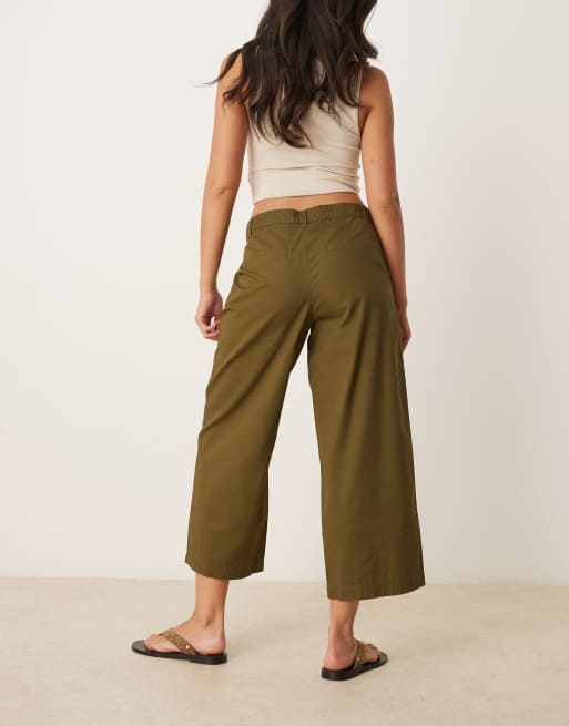 JDY cropped wide leg pants in khaki , 5 of 5