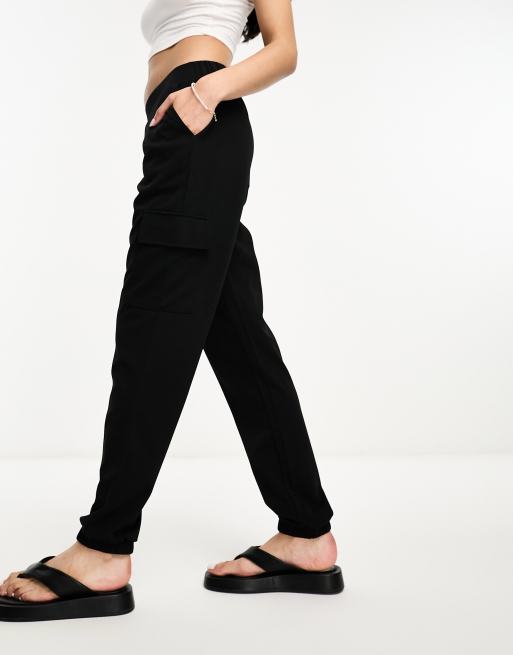 JDY cuffed cargo pants in black