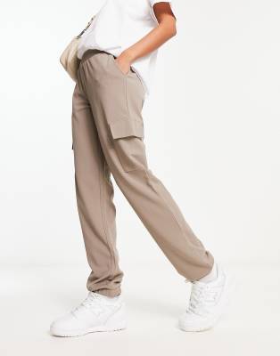 JDY cuffed cargo pants in mushroom-Gray