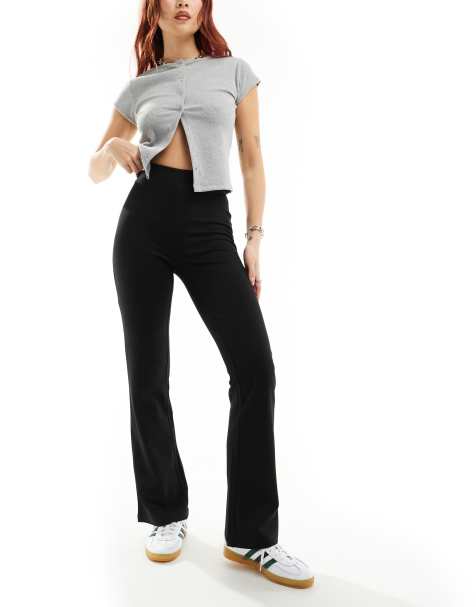 JDY high waisted flare trousers in black - BLACK