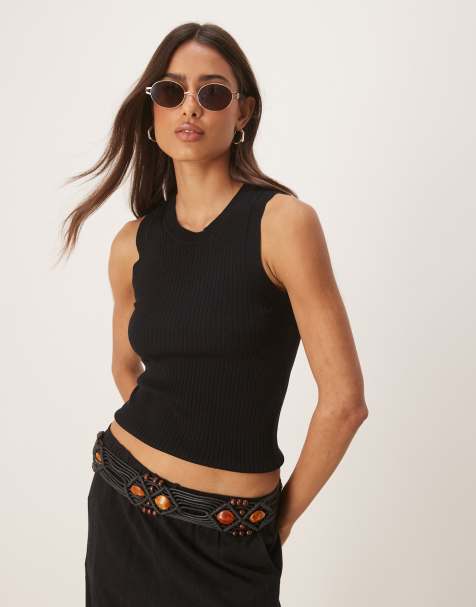 JDY knitted tank top in black