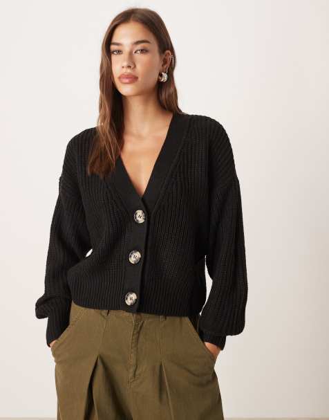 JDY slouchy long sleeve cardigan in black 
