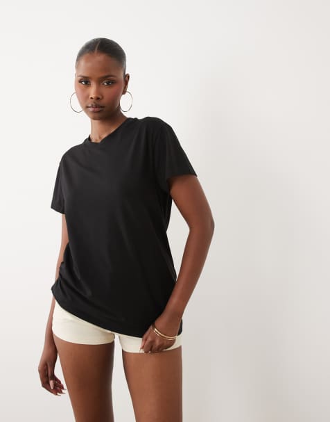 JDY – Czarny T-shirt z asymetrycznym dołem - view 1