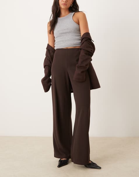 JDY wide leg trousers in chocolate brown