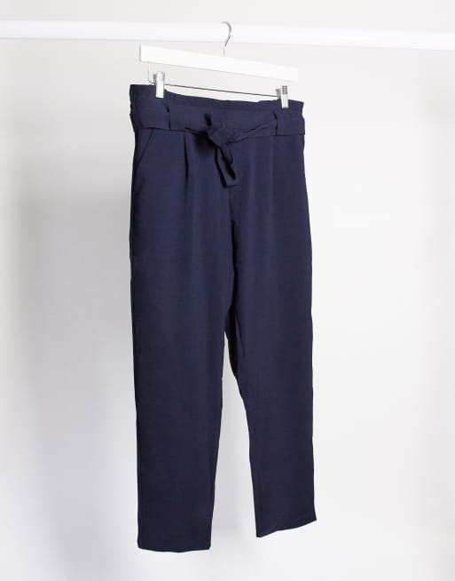 navy blue paperbag trousers