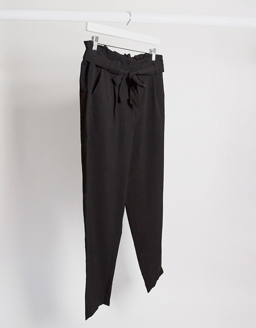 JDY dakota paperbag waist trousers in black