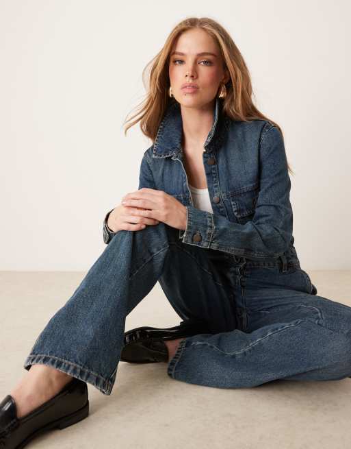JDY - Denim jumpsuit met lange mouwen in mid-wash blauw, 3 van 4