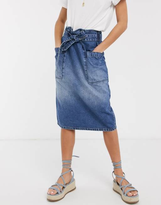 JDY - Denim midirok in blauw