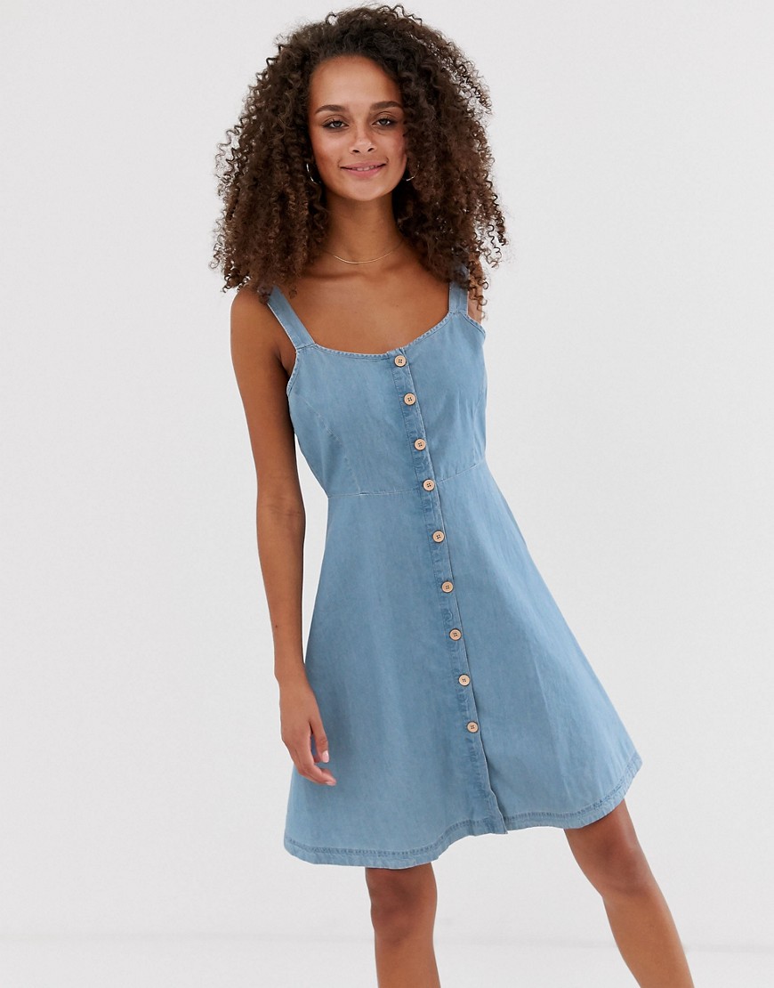 JDY - Denim mini-jurk met knopen-Blauw