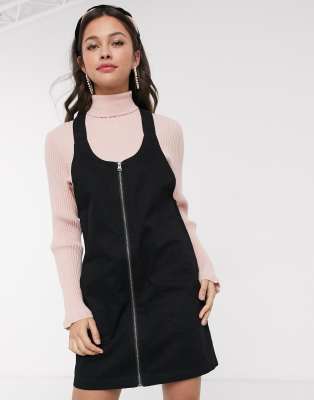 black denim zip up dress