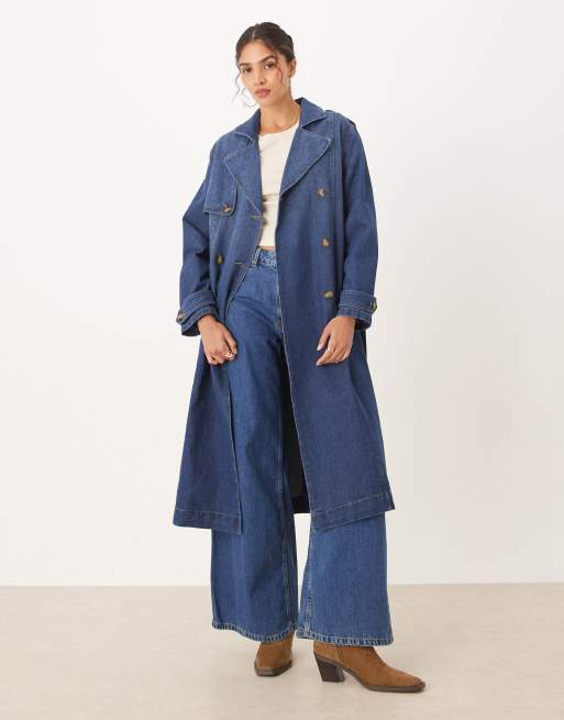JDY - Denim trenchcoat in donkerblauw