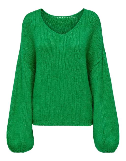 JDY Dinea long sleeve reversible jumper in green, 6 of 7