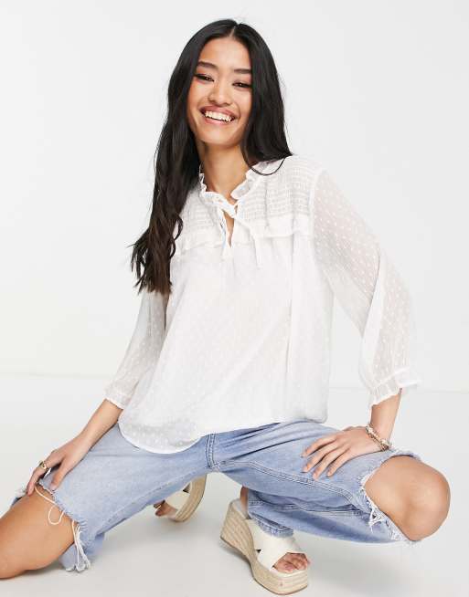 mesh white blouse