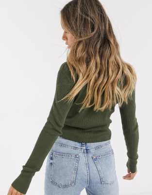 khaki cropped cardigan