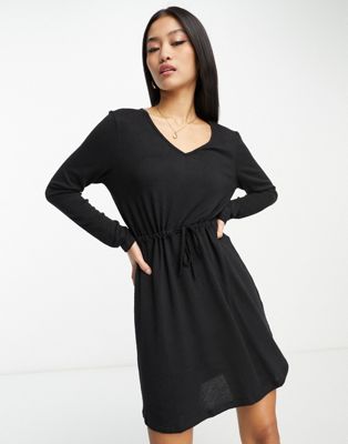 JDY donsy tie waist knit mini dress in black - ASOS Price Checker